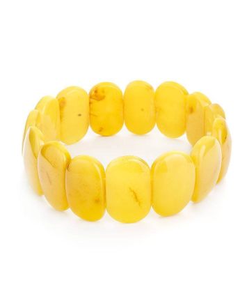 Honey Amber Flat Beaded Stretch Bracelet, image 