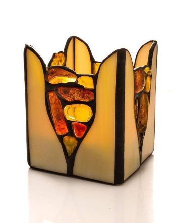 Multicolor Amber And Glass Candleholder, image 