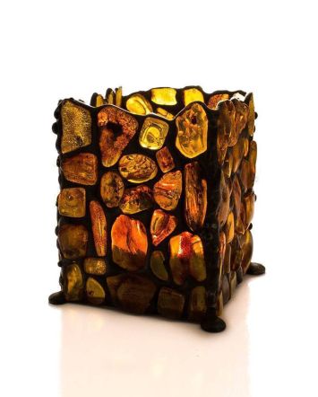 Handcrafted Lemon Amber Candleholder, image 