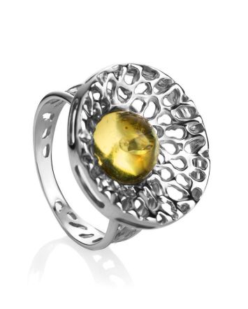 Bold Silver Ring With Lemon Amber The Venus, Ring Size: 11 / 20.5, image 