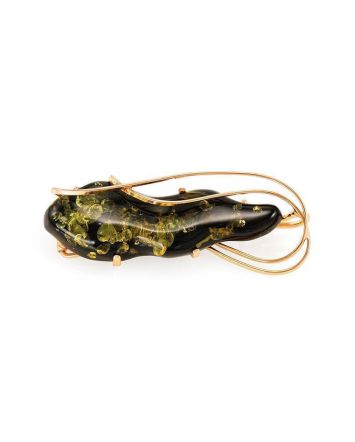 Handmade Gold Plated Amber Brooch The Rialto, image 