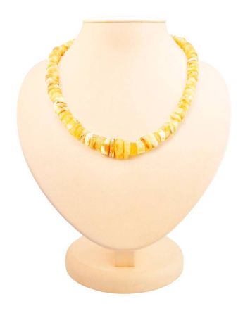 Exotic Cloudy Amber Beaded Necklace, image 