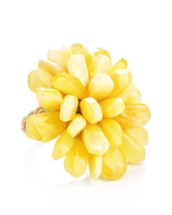 Adjustable Amber Ring The Chrysanthemum, Ring Size: Adjustable, image 