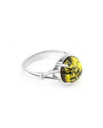 Green Amber Ring In Sterling Silver The Shanghai, Ring Size: 11.5 / 21, image 