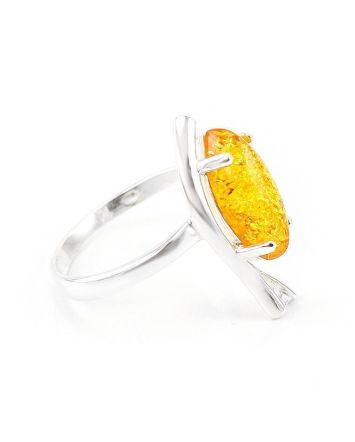 ​Nature Inspired Amber Ring In Sterling Silver The Verbena, Ring Size: 8.5 / 18.5, image 