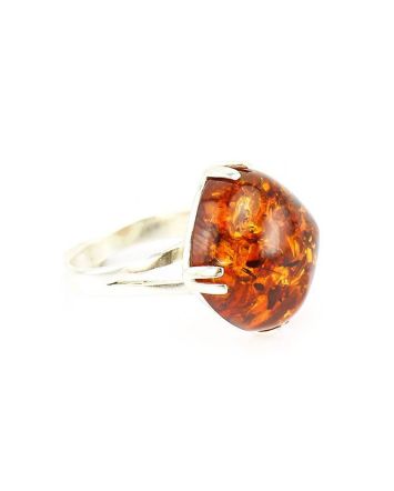 Sterling Silver Ring With Cognac Amber The Byzantium, Ring Size: 11 / 20.5, image 