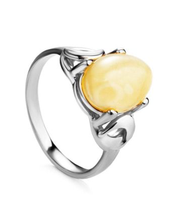 Butterscotch Amber Ring In Sterling Silver The Prussia, Ring Size: 11 / 20.5, image 