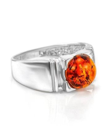 Stylish Silver Ring With Cherry Amber The Rondo, Ring Size: 11 / 20.5, image 