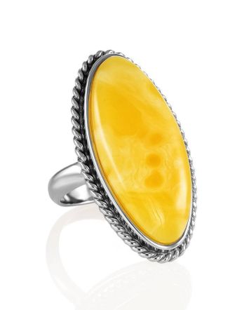 Gorgeous Honey Amber Ring In Sterling Silver The Glow, Ring Size: 8.5 / 18.5, image 