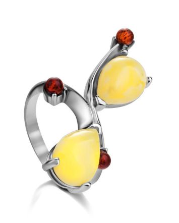 Sterling Silver Ring With Multicolor Amber The Symphony, Ring Size: 11 / 20.5, image 