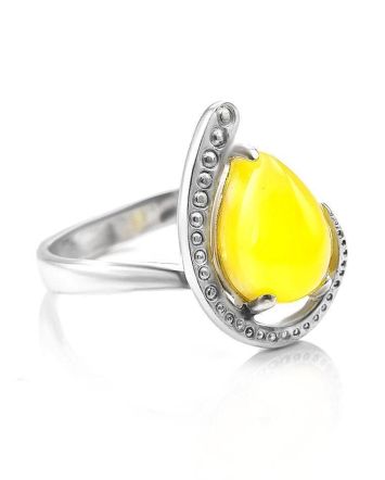 Silver Amber Ring The Acapulco, Ring Size: 11.5 / 21, image 