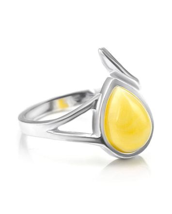 Honey Amber Ring In Sterling Silver The Fiori, Ring Size: 11.5 / 21, image 