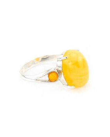 Bright Honey Amber Ring In Sterling Silver The Prussia, Ring Size: 11.5 / 21, image 