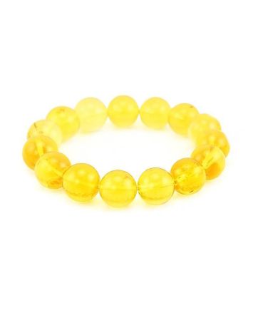 Lemon Amber Beaded Elastic Bracelet, image 