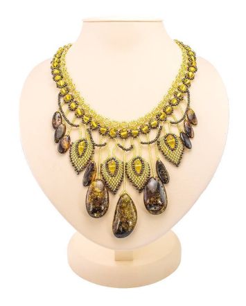 Multicolor Amber Necklace With Yellow Glass Beads The Fable, image 