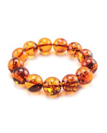 Bright Cognac Amber Beaded Bracelet, image 