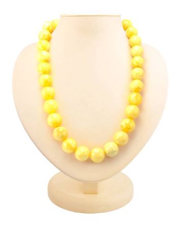 Delicate Honey Amber Ball Beaded Necklace, image 