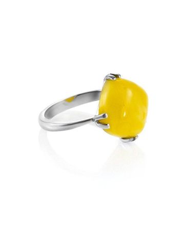 Honey Amber Ring In Sterling Silver The Byzantium, Ring Size: 5.5 / 16, image 