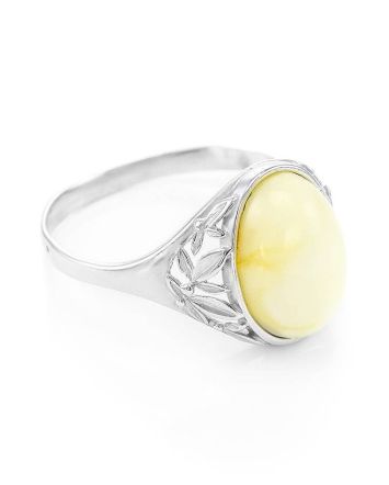 Oval Amber Ring In Sterling Silver The Carmen, Ring Size: 13 / 22, image 