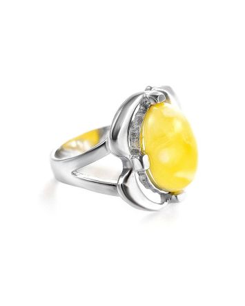 Sterling Silver Ring With Oval Cut Amber The Violet, Ring Size: 11.5 / 21, image 