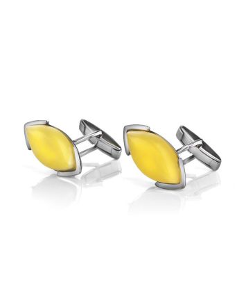 Amber Cufflinks In Sterling Silver The Petal, image 
