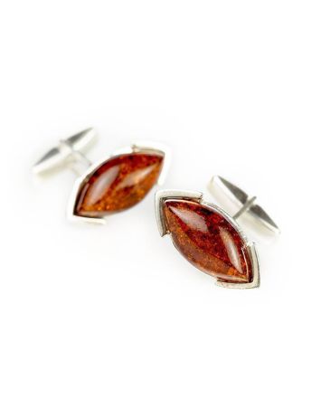 Amber Cufflinks In Sterling Silver The Petal, image 