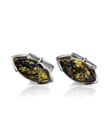 Sterling Silver Cufflinks With Leaf Cut Amber The Petal, image 