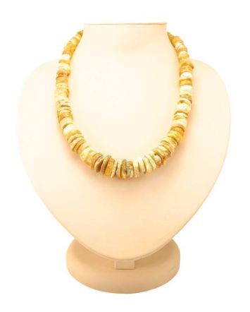 Unpolished Honey Amber Beaded Necklace, image 