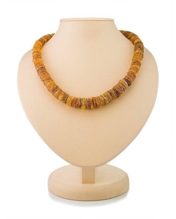 Natural Cognac Amber Beaded Necklace, image 