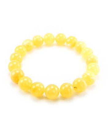 Honey Amber Ball Beaded Stretch Bracelet, image 