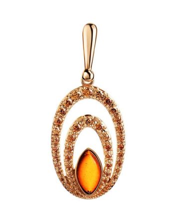 Gold Amber Pendant With Champagne Crystals The Raphael, image 