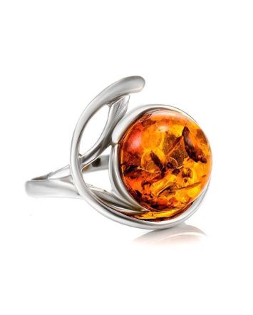 Elegant Amber Ring In Sterling Silver The  Phoenix​ Collection​, Ring Size: 5.5 / 16, image 