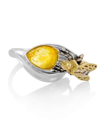 Lemon Amber Ring In Sterling Silver The Bee, Ring Size: 10 / 20, image 