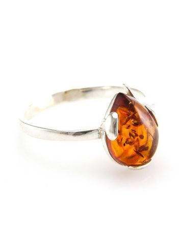 Drop Cut Amber Ring In Sterling Silver The Twinkle, Ring Size: 10 / 20, image 