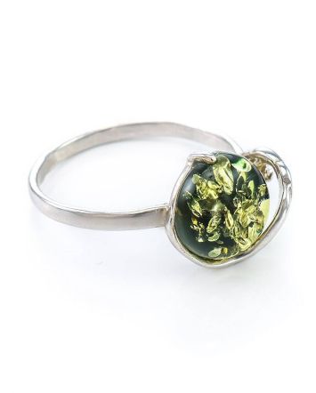 Amazing Amber Ring In Sterling Silver With Crystals The Swan, Ring Size: 12 / 21.5, image 