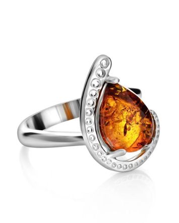 Sterling Silver Ring With Cognac Amber The Acapulco, Ring Size: 11.5 / 21, image 