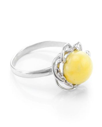 Luminous Amber Ring In Sterling Silver The Daisy, Ring Size: 13 / 22, image 