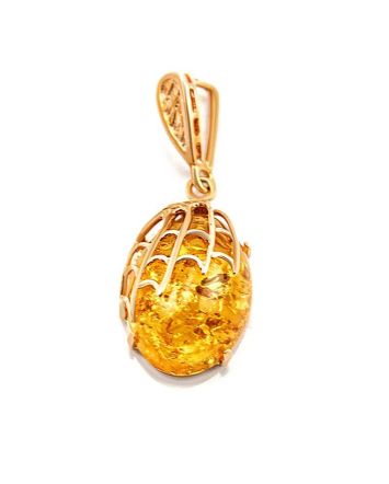 Lemon Amber Pendant In Gold The Spider Web, image 