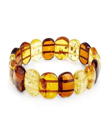 Multicolor Amber Flat Beaded Stretch Bracelet, image 