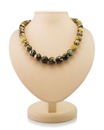 High Polished Amber Ball Beaded Necklace The Meteor, image 