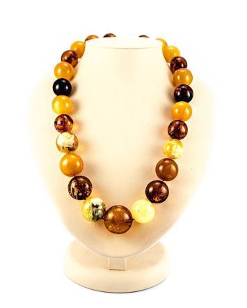 Mindblowing Multicolor Amber Ball Beaded Necklace, image 