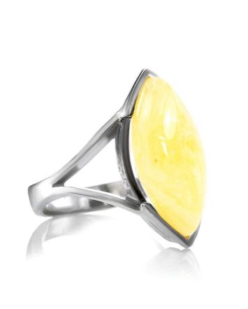 Leaf Cut Amber Ring In Sterling Silver The Petal, Ring Size: 11.5 / 21, image 