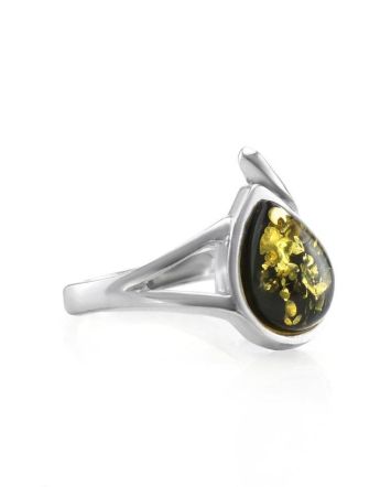 Sterling Silver Ring With Green Amber The Fiori, Ring Size: 11.5 / 21, image 