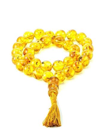 Islamic 33 Lemon Amber With Inclusions Prayer Beads, image 