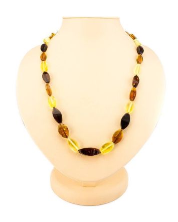 Faceted Multicolor Amber Beaded Necklace, image 