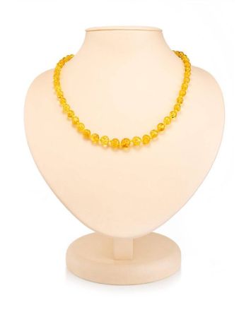 Chic Lemon Amber Ball Beaded Necklace, image 