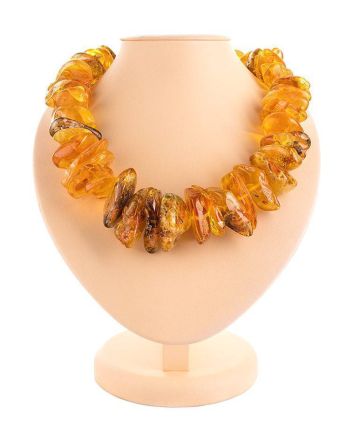 Bold Raw Amber Beaded Necklace, image 