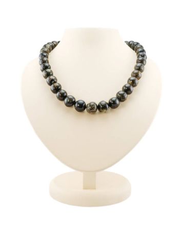 Black Amber Ball Beaded Necklace The Meteor, image 