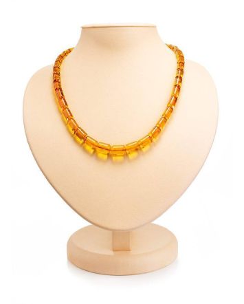 Cognac Amber Barrel Beaded Necklace, image 