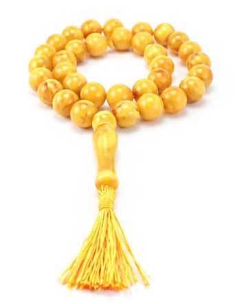 Vintage Style Honey Amber Islamic Prayer Beads With Tassel, image 